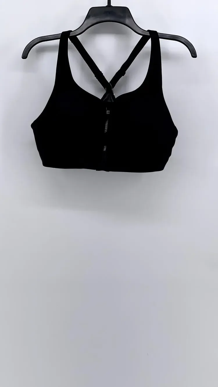 ATHLETA Women's Black Advance Zip Front Active Bra SZ 38B